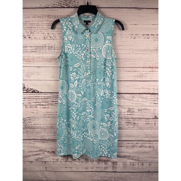 Talbots Dresses & Skirts - Talbots Dress Womens Small Blue Floral Sleeveless Collared Shirt Shift Knee Work